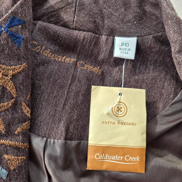 Coldwater Creek Brown Embroidered Beaded Blazer Jacket Aztec - Picture 6 of 10